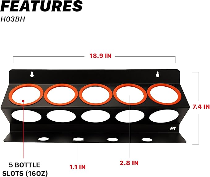Maxshine Universal Detailing Spray Bottle Holder (2-Pack) – Mobile Detailing & Car Garage Organizer, Holds 5 Bottles (16oz) with 4 Small Hole – Lightweight Design, Easy Wall Mounting