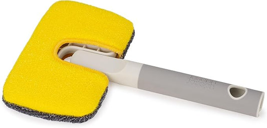 Joseph Joseph CleanTech 2-in-1 Bathroom Tub Shower Cleaning Scrubber with Microfiber pad and Abrasive Scouring Pads