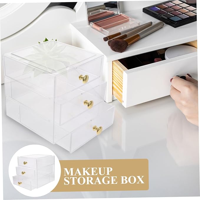 Stackable Three-layer Drawer Storage Box Modern Makeup Organizer Desktop Sundry Organizer Kitchen Countertop Lids