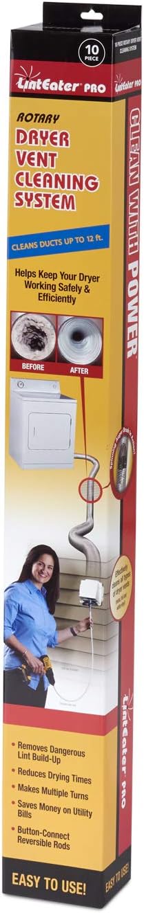 RLE30PRO LintEater Pro Rotary Dryer Vent Cleaning System, Removes Lint, Extends Up to 30’