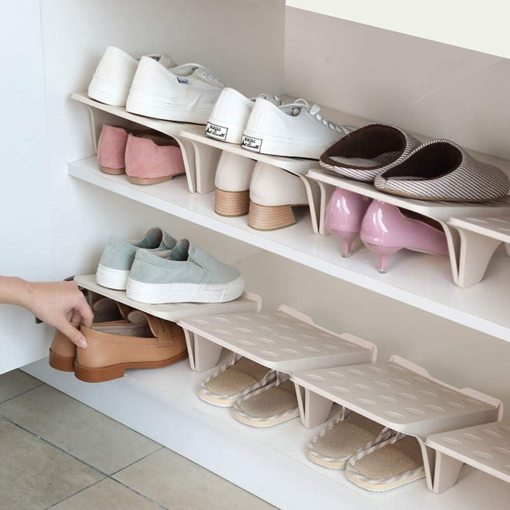4 Pack Shoe Dividers for Shelves, Stacking Shoe Organizer - Image 1