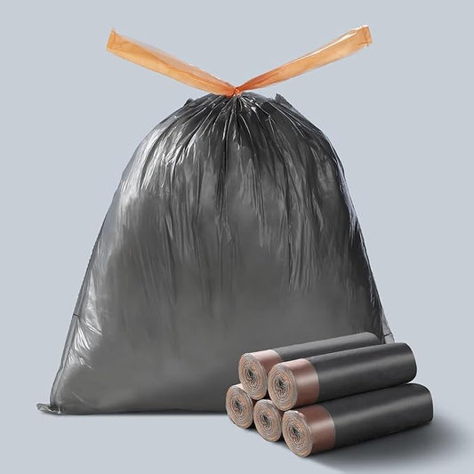 MOPALL Small Trash Bags with Drawstring, 2.6-4 Gallon Bathroom Garbage Bags, 15 Liter Black Waste Basket Liners for Bedroom, Office, Pet & Diaper Pail, Strong & Leak Proof (75 Count, 17.7" x 19.7")