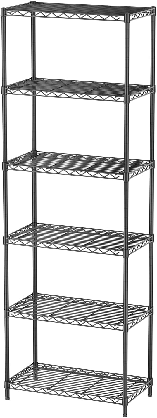 6 Tier Adjustable Storage Shelves,Heavy Duty Metal Utility Shelf 900LBS Capacity,Wire Shelving Unit Organizer Rack for Home,Kitchen,Office,Bathroom,Pantry Room,12" D x 22" W x 69" H,Black