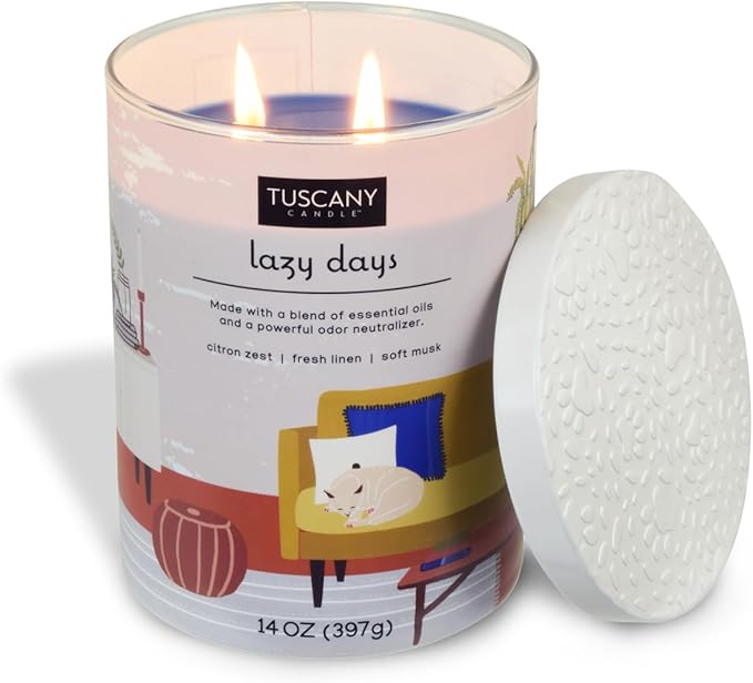 Tuscany Candle Lazy Days: Linen Scented Pet Odor Neutralizing Candle, 14 oz