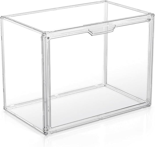 Clear Plastic Storage Bins - Acrylic Display Case with Magnetic Door, Purse Organizer for Closet: Stackable Display Box for Collectibles, Book, Cosmetic, Figures Showcase(1 Pack)