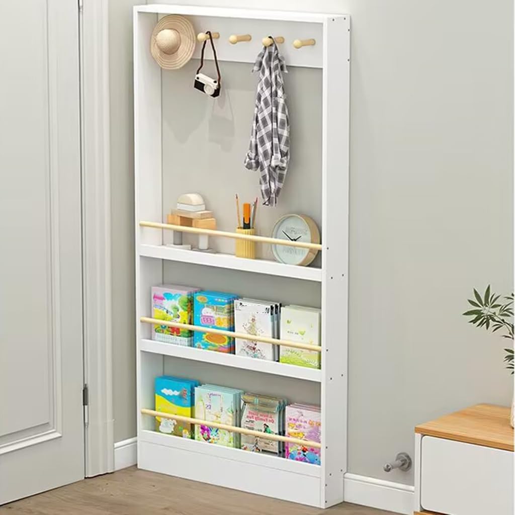 Behind Door Bookshelf Tall Narrow Book Shelf,Behind Door 3/4 Tier - Image 1