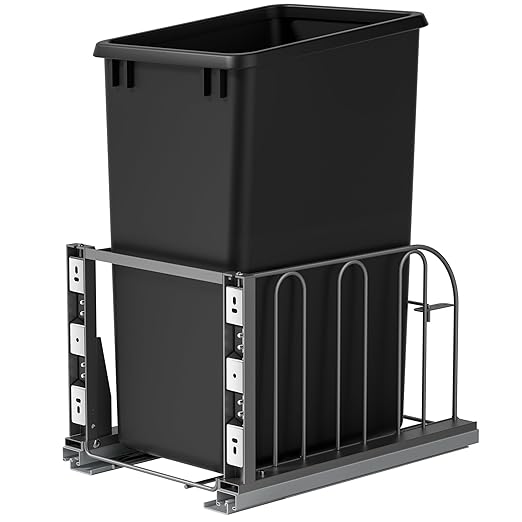 Pull Out Trash Can Under Cabinet with Soft-Close Slides, Heavy Duty Under Sink Trash Can Kit for Kitchen, Garbage Can Not Included, Requires Minimum Cabinets Opening 14" W X 19" D