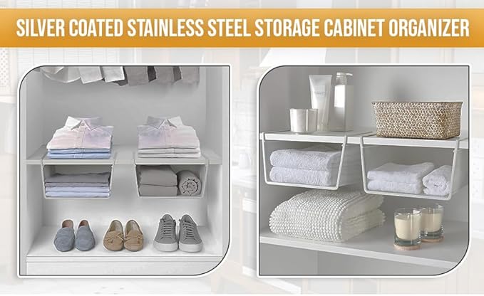 YBM Home Under Shelf Basket (12-Pack) Mesh Stainless Steel Storage Under Cabinet Hanging Basket Rack Maximize Space in Cabinets, Pantry Room, Bathroom, Laundry Room, and More, 1131
