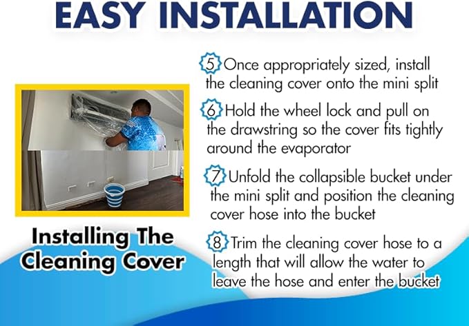Leak Saver HVAC Guys Mini Split Cleaning Bag | Adjustable & Fits Any Size | 360 Degree Air Conditioner Cleaning Cover for Mini Split Air Conditioners