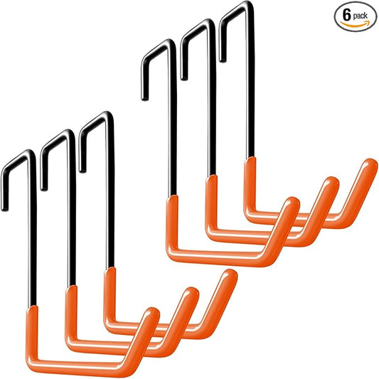 Rafter Hanger Large S Garage Hooks Bike Storage System Holder Organizer, with Non Slip Coating, for Organizing Hanging Basket, Ladders,Bicycle Wheel,Ropes and Bulk Items (6Pack, Orange)