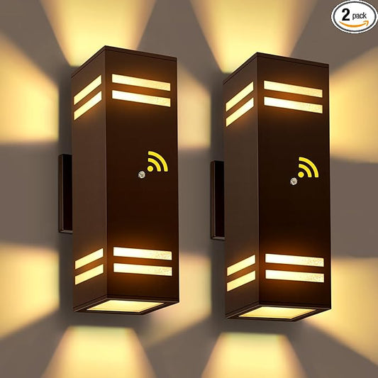 2-Pack Bronze Dusk to Dawn Outdoor Lights, Wall Light Wtih LED Bulbs, Modern Up Down Lights Outdoor, IP65 Waterproof Exterior Lighting Fixtures, Outside Lights for House for Porch, Garage