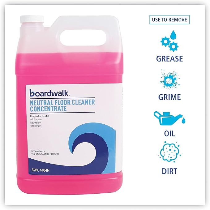 Boardwalk 4404N Neutral Floor Cleaner Concentrate, Lemon Scent, 1 gal Bottle, 4/Carton