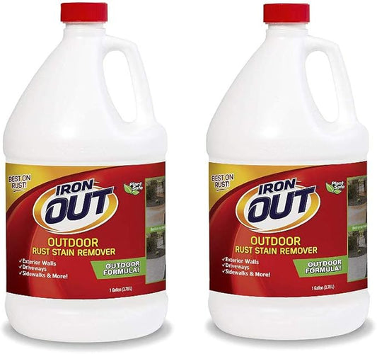 Iron OUT Liquid Rust Stain Remover, Pre-mixed, Quickly Removes Rust Stains from Concrete, Vinyl and Other Outdoor Surfaces, No Scrubbing, Safe to Use, 2 Gallons