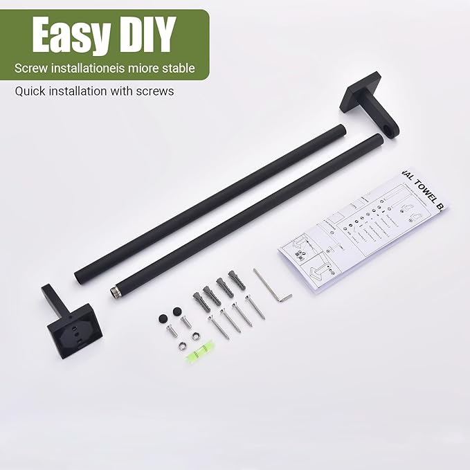 Miyili 30-Inch Single Towel Bar Towel Holder, Wall Mounted SUS 304 Stainless Steel Bathroom Towel Rack with Matte Black Finish, Total Length32-Inch