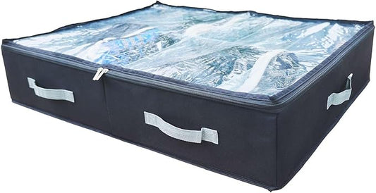 Under Bed Shoe Storage, A Sturdy Closet and Under Bed Storage, Multi-Functional Storage Organizer Solution,with Clear Silk PVC Cover and Adjustable Dividers.