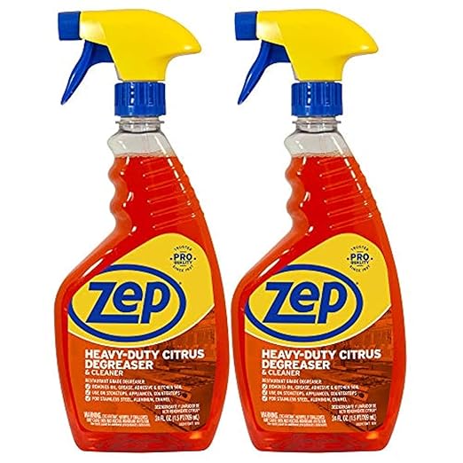 Zep Heavy-Duty Citrus Degreaser and Cleaner - 24 oz (Case of 2) ECZUCIT242 - Restaurant Grade, Removes Oil, Grease, Adhesive, and Kitchen Soil on Stovetops, Appliances