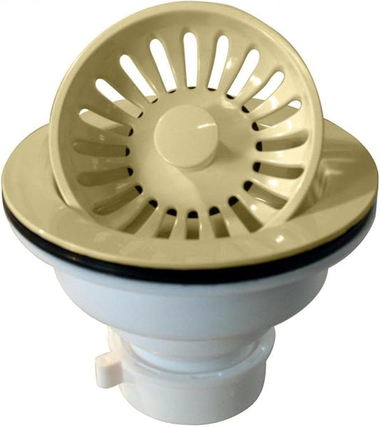 Westbrass D2143P-51 4-3/8" Push-Pull Style Large Kitchen Sink Basket Strainer, Powder Coat Almond