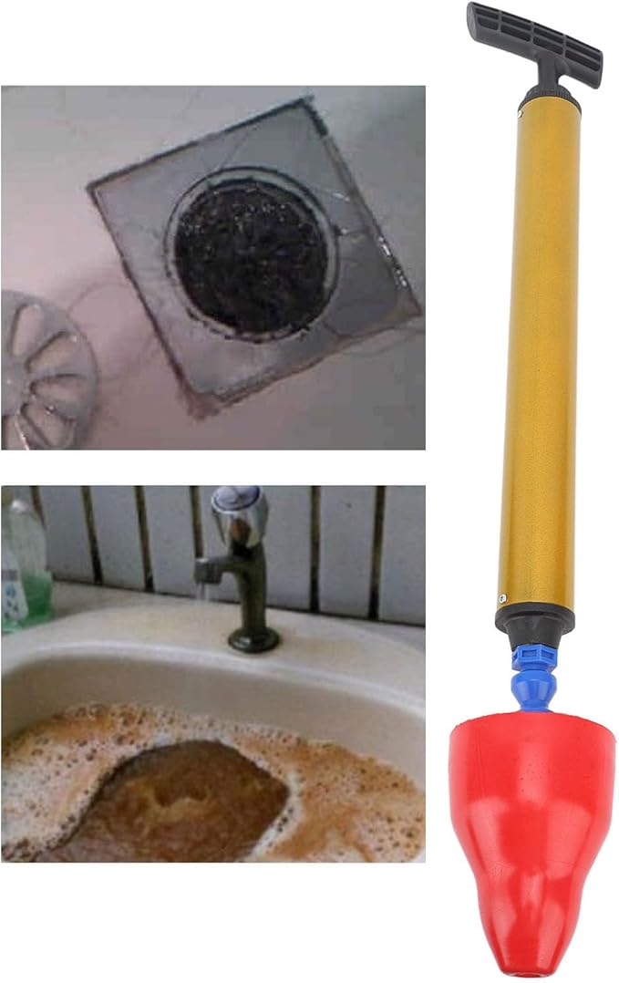 flexman Toilet Plunger, Multifunctional Heavy Duty Drain Clog Remover, High Pressure Air Drain Blaster Plunger for Clogged Pipe Floor Drain Bathroom (Red)