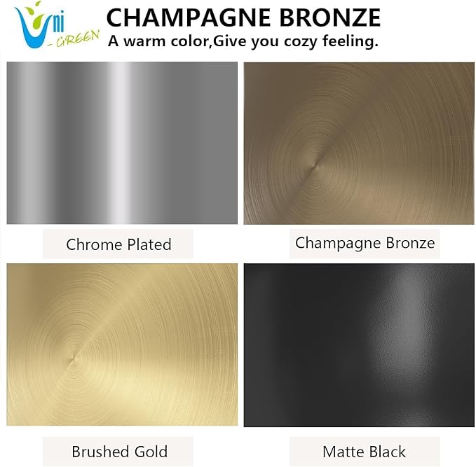 Uni-Green Champagne Bronze Kitchen Sink Drain for Standard 3-1/2 inch Drain - Fit 1-1/2 inch Pipe - Kitchen Sink Drain Strainer Stainless Steel Basket with Knob - Rubber Stopper Bottom