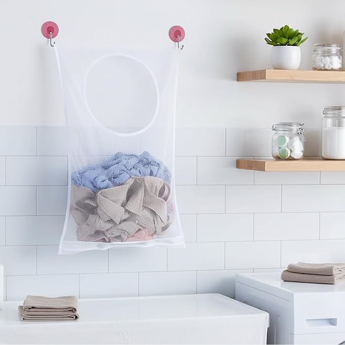 Hanging Laundry Hamper Bag, Breathable Mesh Laundry Hamper over the Door Laundries Hampers Large Foldable Portable Laundries Bag for Dirty Clothes Organization and Storage (30 X 20 Inch)