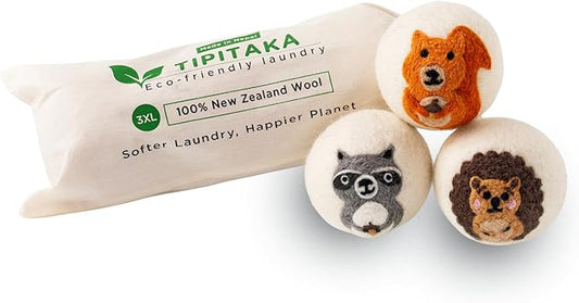 Laundry Wool Dryer Balls | Natural Fabric Softener – Reusable, Eco-Friendly, Reduces Drying Time – Wool Balls Replaces Dryer Sheets - Laundry Balls for Dryer (Animals (Type 1) 3XL)