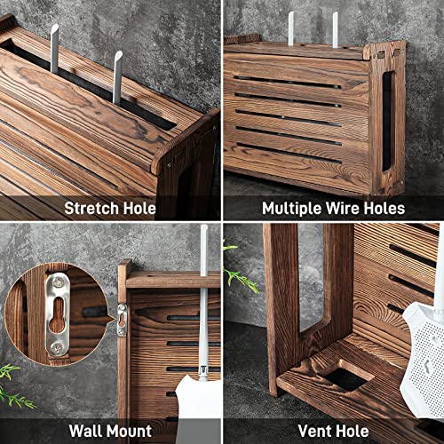 Wooden Router Shelf Wall Mount WiFi Router Storage Box - Image 5