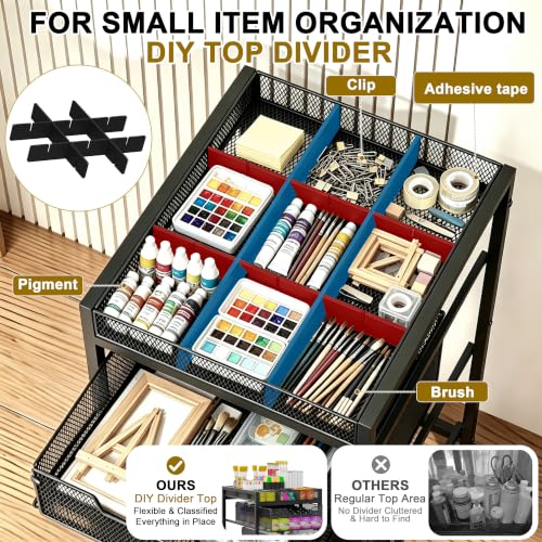 Rolling Utility Cart with 4 Drawers, Craft Organizer and Storage - Image 4