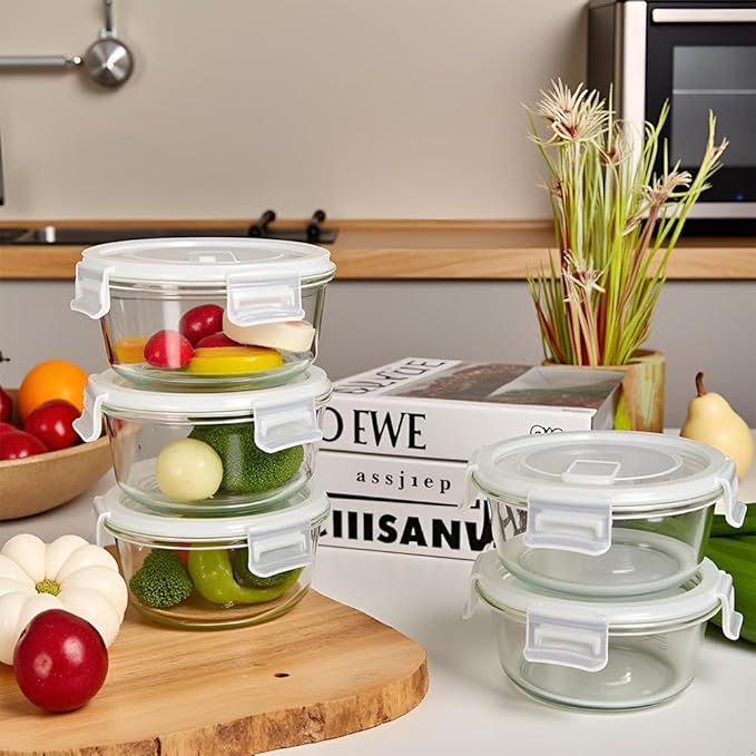 4PC Square Glass Containers With Lids (transparent)