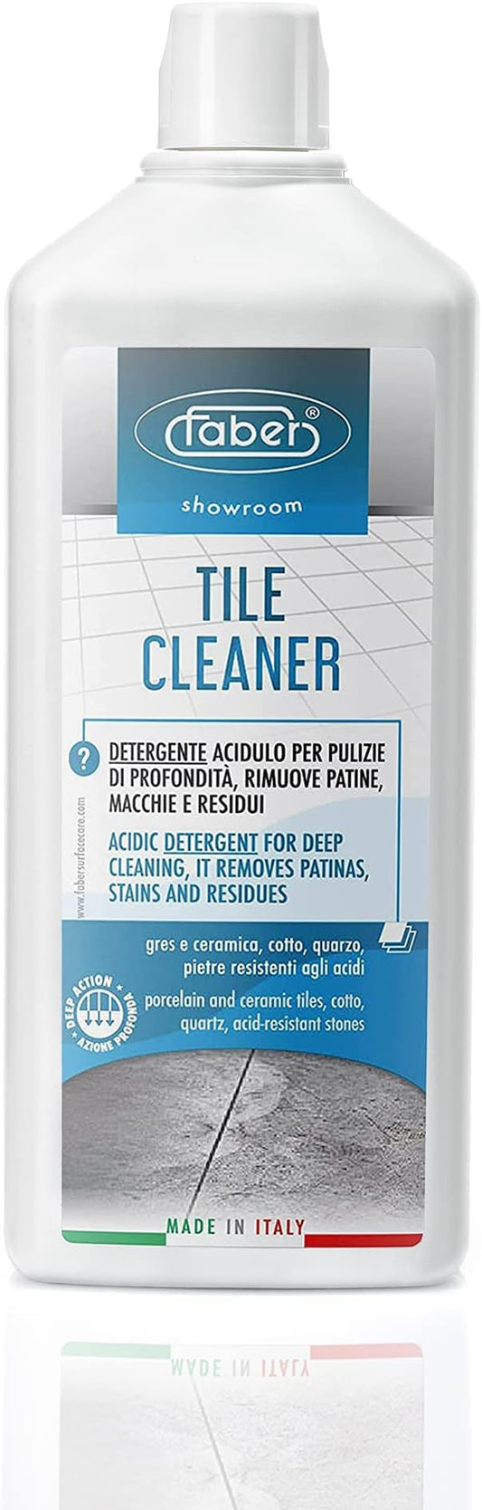 FABER Tile Cleaner - Heavy Duty Acidic Detergent for Deep Cleaning On Organic & Inorganic Dirt – Home and Commercial Remover for All Deep Stains and to Remove Residues from Other Cleaners, 1 Liter