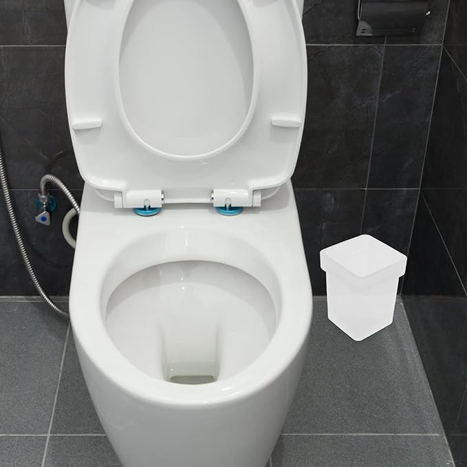 Ceramic Toilet Bowl Brush Holder with Frosted Square Storage Cup, Small Bathroom Cleaning Brush Container for Household Toilet Accessories