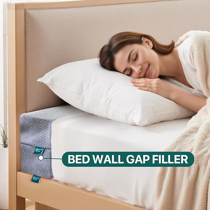 Bed Gap Filler for Headboard & Wall, Mattress Extender Pillow with Removable Cover & Memory Foam, Fills Gaps Between Mattress and Headboard, Stops Items Falling (Dark Gray, Twin Size)