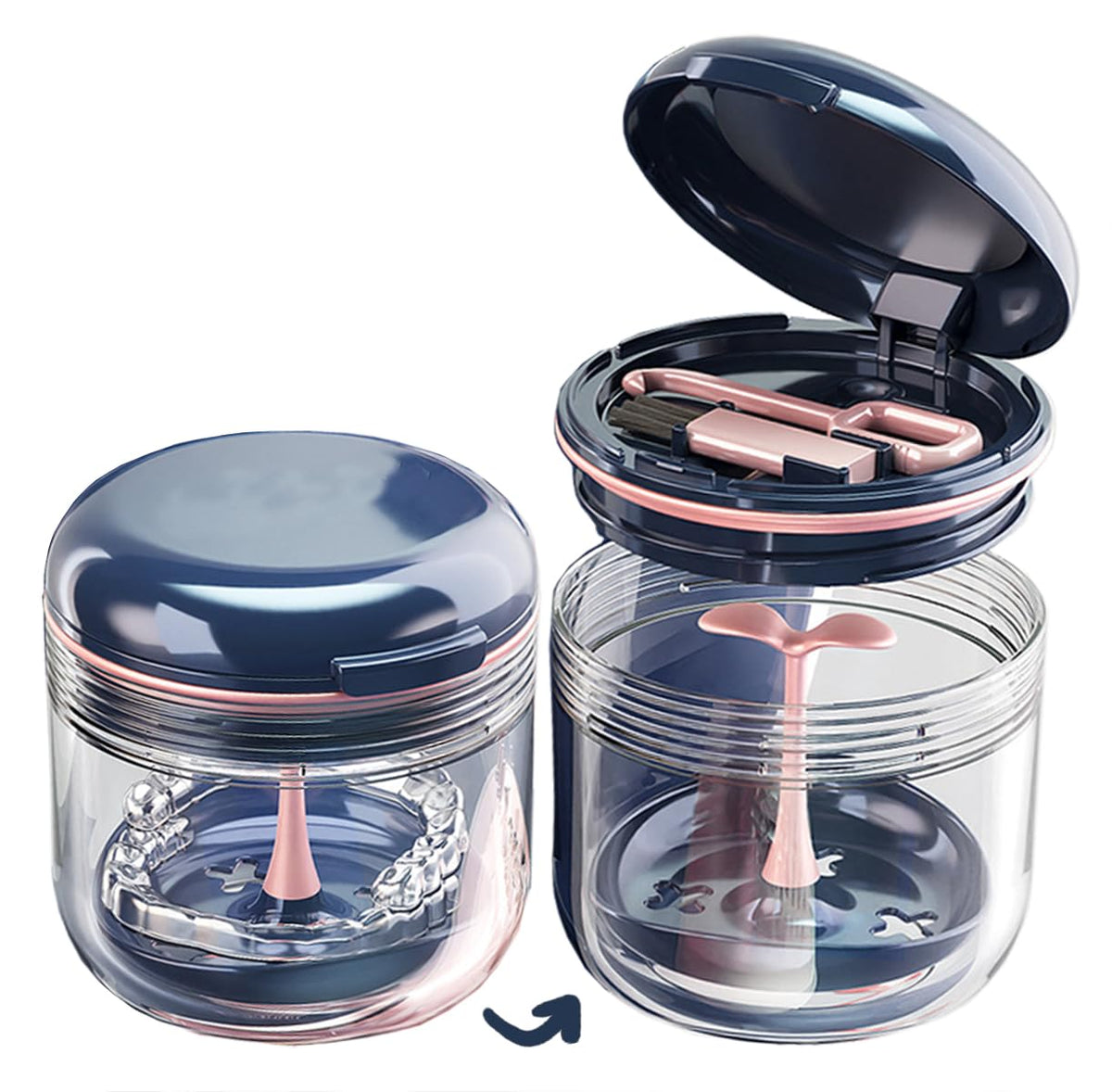 MURRI&MURRDI Denture Bath Case Holder with Mirror & Strainer - Image 2