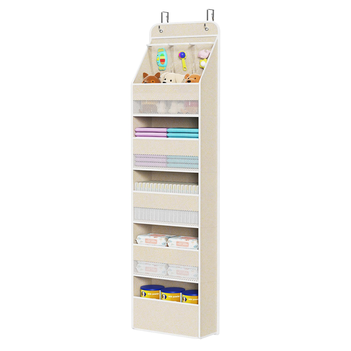 Univivi Over the Door Organizer for Baby Nursery, Beige Pattern - Image 1