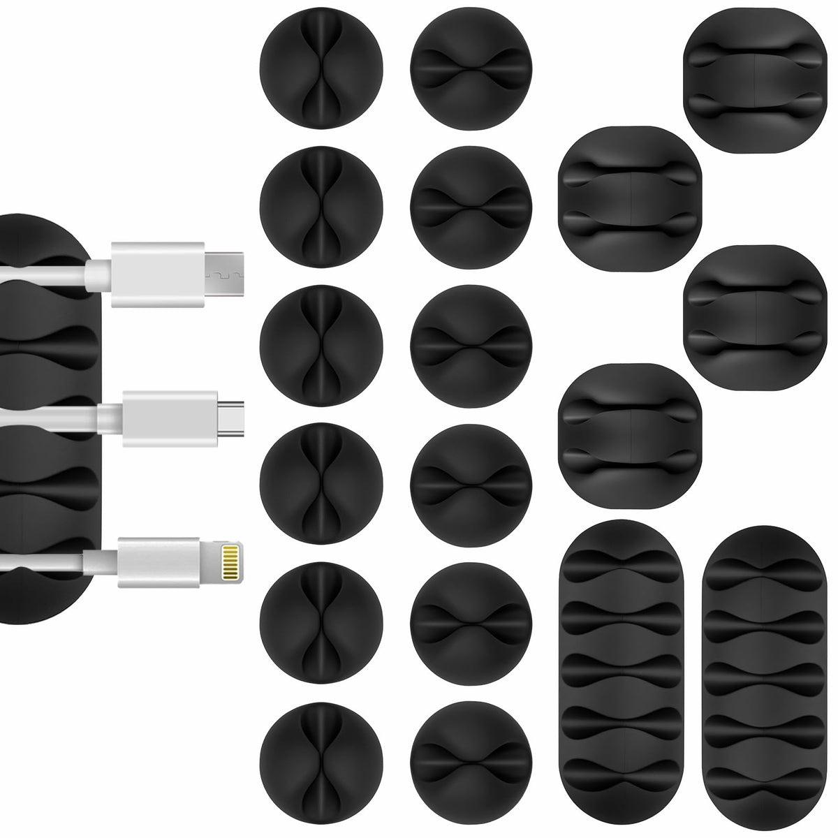 Flezoo 18PCS Black Adhesive Cable Clips Cord Organiz | Cable Managemen - Image 1