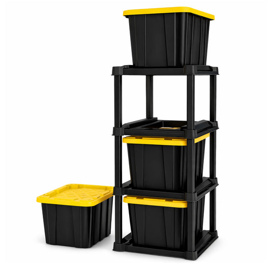 Sterilite 4-Tier Tote Rack with 4-Pack 27 Gallon | Home Organization - Image 1