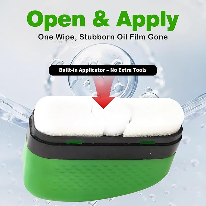 Glass Oil Film Remover for Car, Automotive Glass Cleaning Brush with 120ml Glass Compound, Windshield Cleaner for Clear Vision Clarity, Removes Oil Film & Smudges