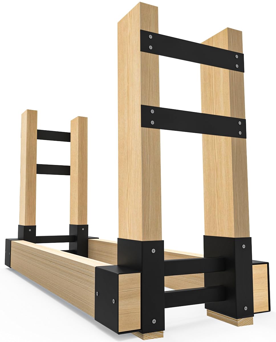 Outdoor Firewood Rack Bracket Kit for 2x4 lumber, Black, 1 Pair - Image 1