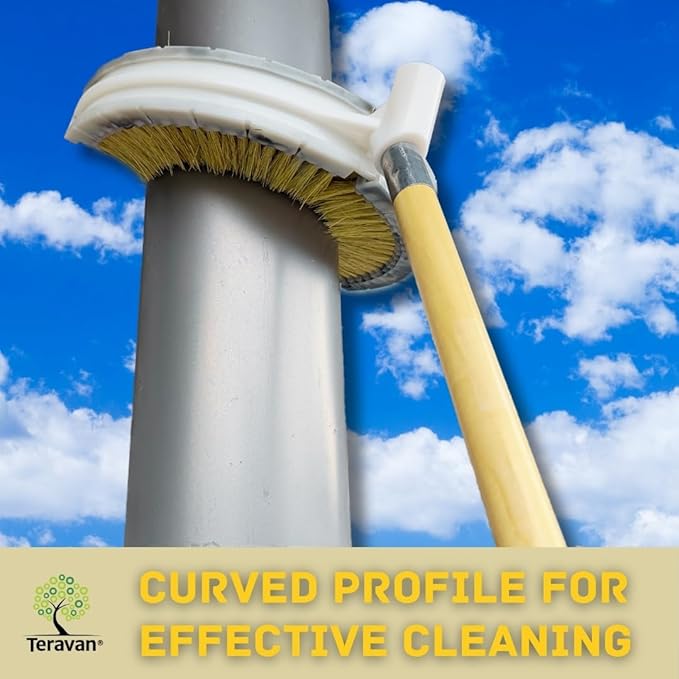 Teravan Curved Wash Brush for Exhaust Stack Pipes with Natural Tampico Fiber, Truck Cleaning Brush, Ideal Scrub Brush for Truck Exhaust Stack Pipes ((8"-10" Diameter)