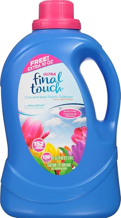 Spring Fresh Ultra Liquid Fabric Softener with WeaveShield Fabric Care Technology by Final Touch | Fabric Softener + Conditioner | Concentrated Formula | Works in All Standard & HE Washing Machines