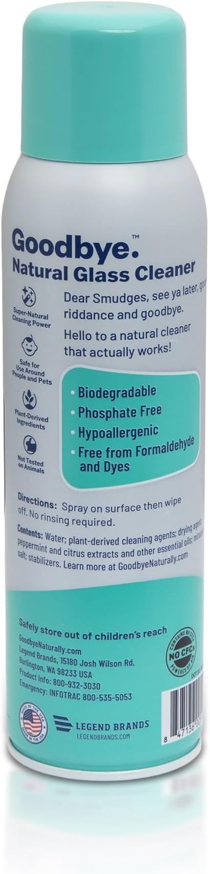 Glass Cleaner, Safe and Effective Natural Glass Cleaner, 14 oz Continuous Spray Can
