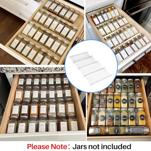 MIUKAA Clear Spice Drawer Organizer, 4 Pcs Seasoning Rack(jar not - Image 6