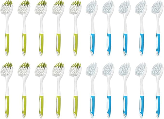 Dish Brush, Dish Scrubber & Kitchen Scrub Brush for Dishes, Pots, Pans, Sink, Cast Iron, Yellow Blue 20 Pack