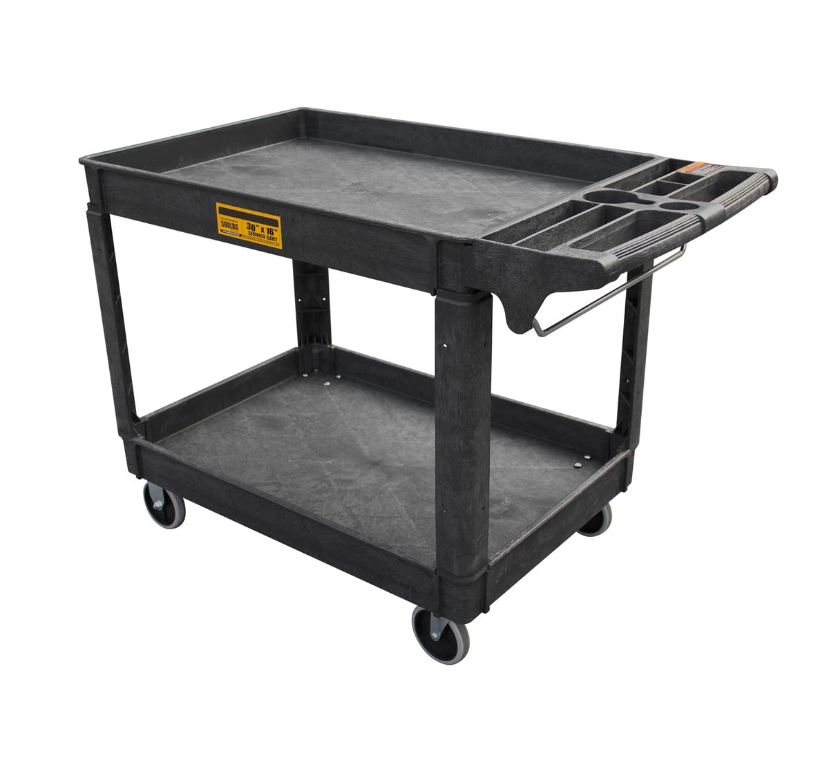 Utility Service Cart, 2-Shelf 500LBS Heavy Duty Plastic Rolling - Image 1