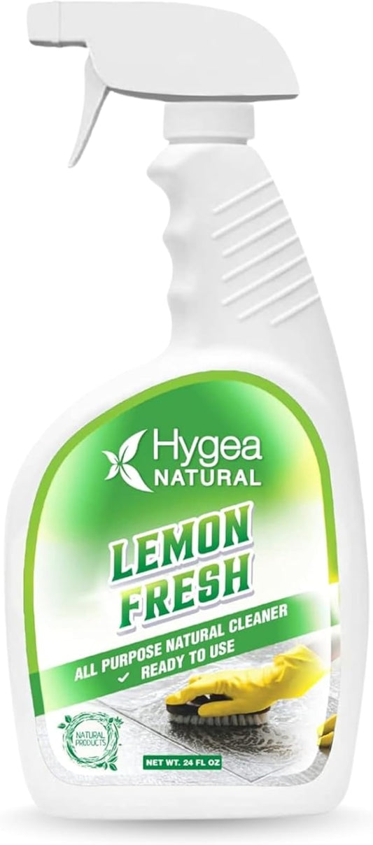 Hygea Natural Lemon Fresh All Purpose Cleaner - Chemical-Free Multi-Surface & Floor Cleaner - Removes Soil, Dirt & Grease - Wet Gloss Finish - Biodegradable, pH-Neutral & Ammonia Free (24oz Spray)