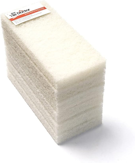 The Tile Doctor Multipurpose Scrub Pad - Ideal for Bathroom, Kitchen & Floor Cleaning - Non-Scratch Dish Sponge & Shower Scrubber - Non Abrasive - (White - Light Duty, 6 Pack)