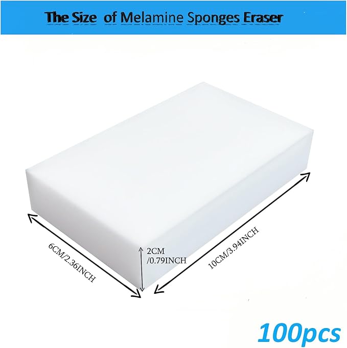 100 Pack Magic Sponge Eraser, Melamine Sponges Foam Pads in Bulk, Multi-Functional Household Cleaning Sponges for Kitchen, Furniture, Bathtub, Bathroom, Wall Cleaner, Shoes Cleaning