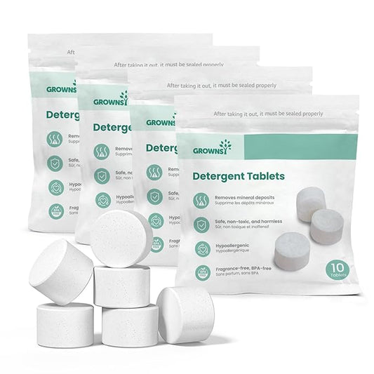 GROWNSY Detergent Tablets 40 Count, Bottle Washer Tablets Compatible with All Brands of Baby Bottle Washers, Deep Cleaning for Bottles, Pump Parts and Baby Feeding Essentials