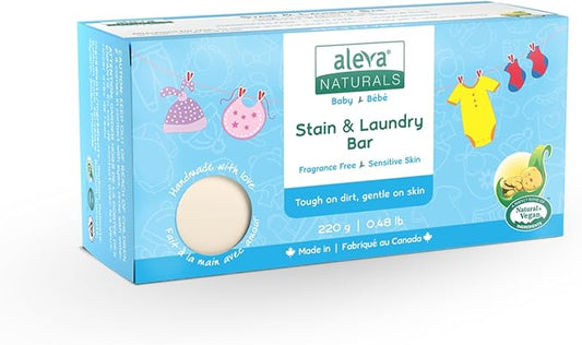 Stain Remover and Laundry Bar | Removes Stains from Clothing and Fabrics | Hand Wash Delicates | Targets Spit-Up, Food Mush and Soiled Clothing | Natural and Organic Ingredients | (220 grams)