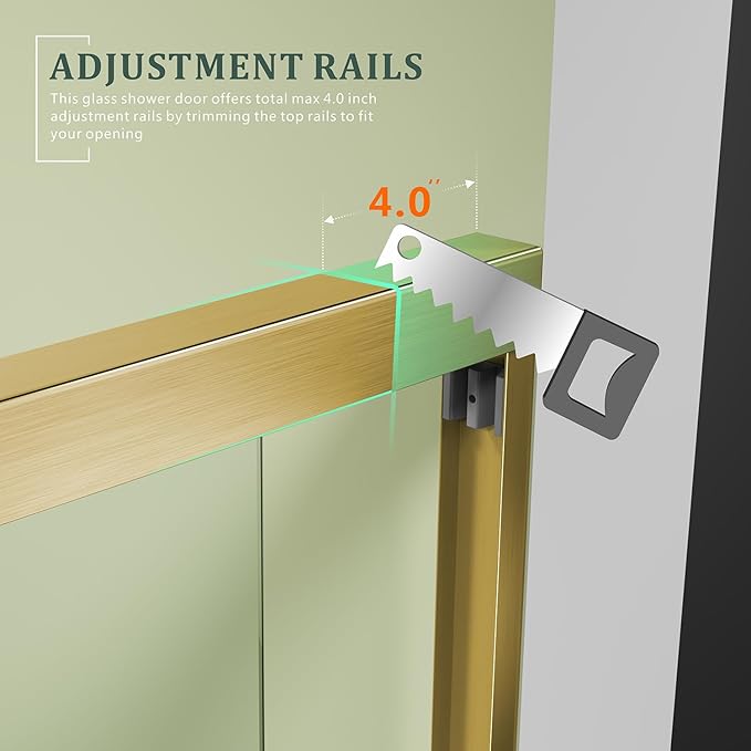 60"x 62" Brushed Gold Bathtub Shower Door,ANSI/SGCC Certified 6mm Tempered Glass,Corrosion-Proof Stainless Steel Handle & Aluminum Frame & Silent Glide Technology,Easy Install Reversible Sliding Door