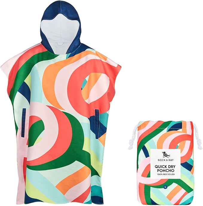 Dock & Bay Adult Poncho - Hooded Towel with Deep Pockets, Changing Robe - Quick Dry - Compact, Lightweight - Includes Bag